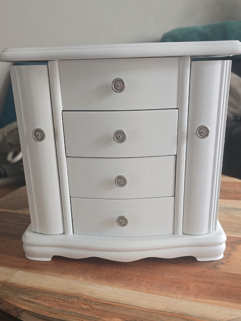 White Jewelry Armoire Organizer with Drawers